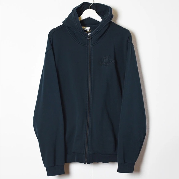 LACOSTE navy blue zip up sweater with embroided logo - Picture 1 of 7